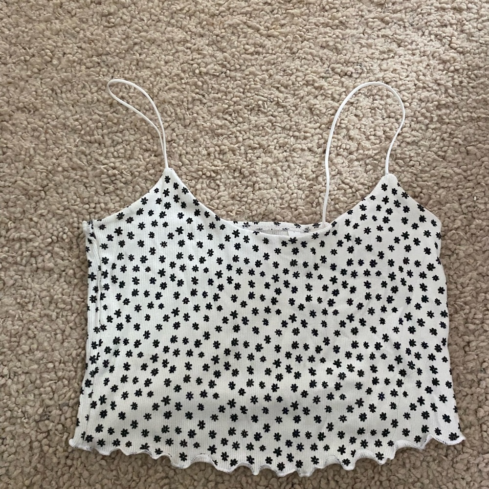 PacSun Black and White Floral Tank Top